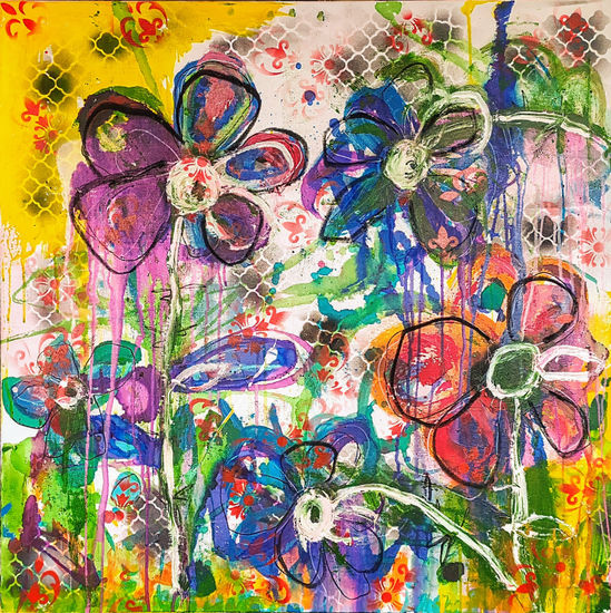 Painting with Claudia Mixed media Canvas Floral Painting