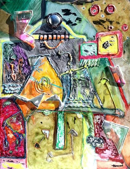 AMBICION Y PODER QUIERO'' Mixed media Card Still Life Paintings