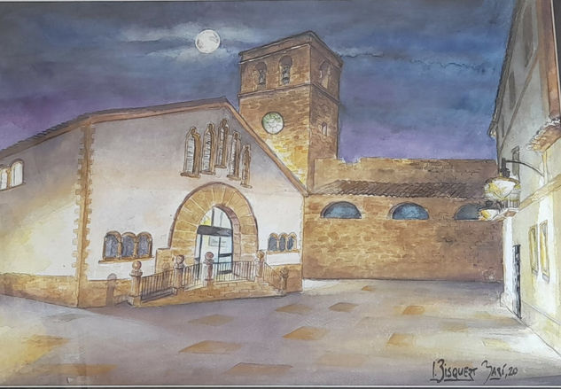 Mercado y campanario Xàbia Watercolour Paper Landscaping