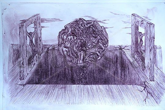 the world falling Rotogravure