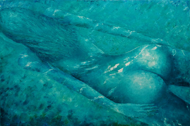 Bajo el Agua. Oil Canvas Marine Painting