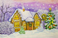 Christmas house watercolor painting