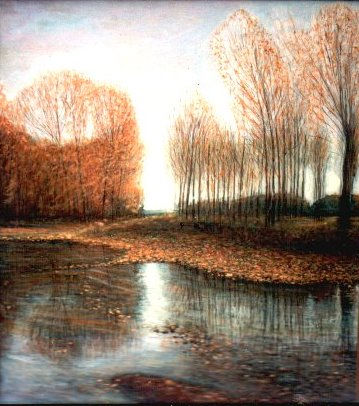 "Charco en otoño, la moretona" Oil Panel Landscaping