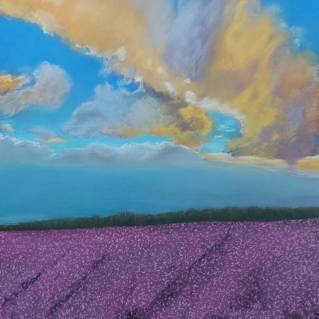 ATARDECER SOBRE CAMPO DE LAVANDAS