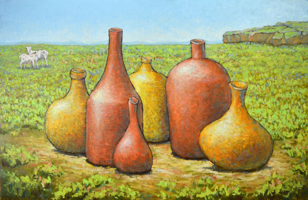 Pintura al óleo original Creaciones de arcilla: Mediodía en verano (2/4 en la serie)