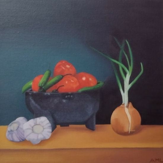 Molcajete Mexicano Oil Canvas Still Life Paintings