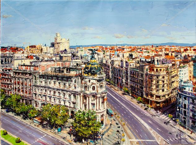 "Gran Vía desde arriba" Oil Canvas Landscaping