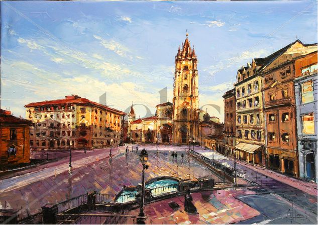 "Catedral de Oviedo" Óleo Lienzo Paisaje