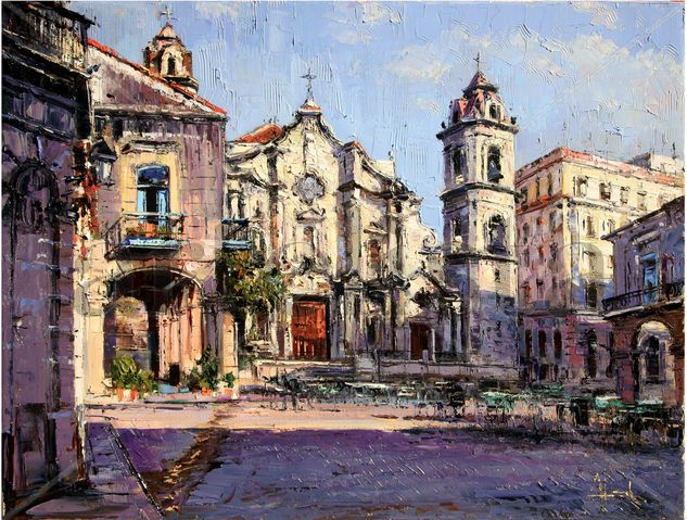 "Luces en La Catedral " Óleo Lienzo Paisaje