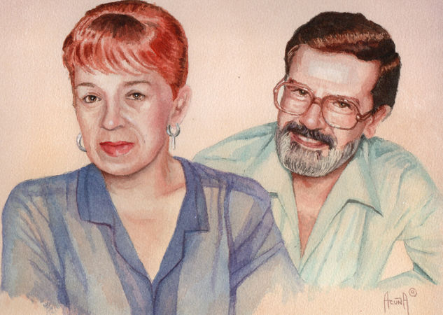 Pedro y Margarita Watercolour Paper Portrait