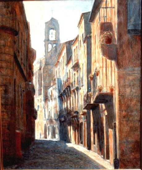 " Calle San Juan 1993" Óleo Lienzo Paisaje