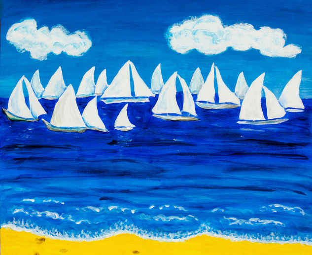 White regatta 4 acryl canvas Acrylic Canvas Marine Painting