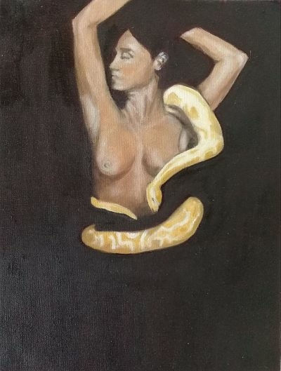 Sonia con vibora Oil Textile Nude Paintings