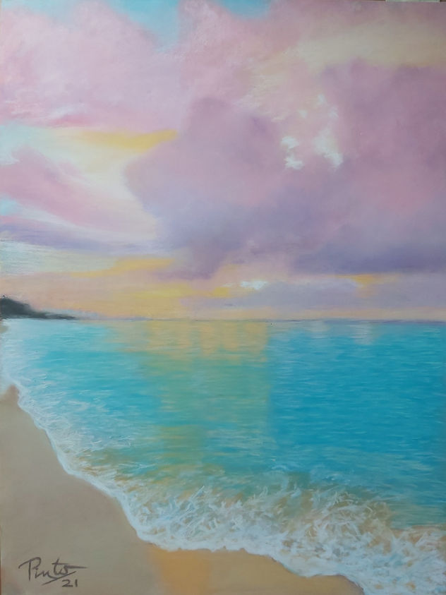 "LUZ Y MAR" |  Paisaje marina al pastel Original realizada a mano.Regalos Originales