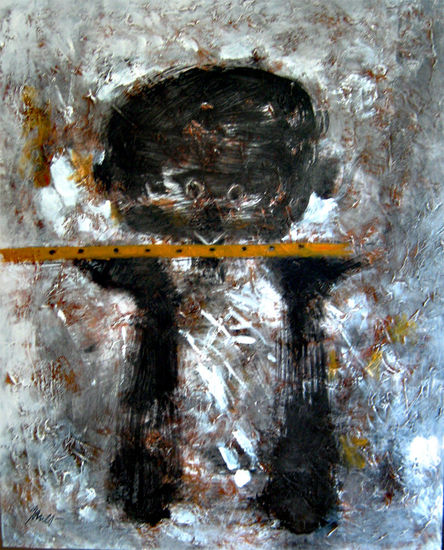 Elegua Flautista No.2 Acrylic Canvas Figure Painting