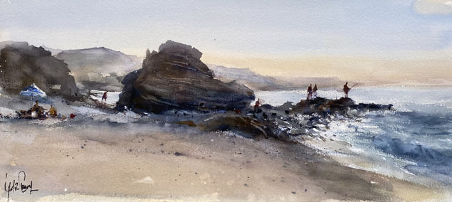 En las rocas, Torrox Málaga Watercolour Paper Marine Painting