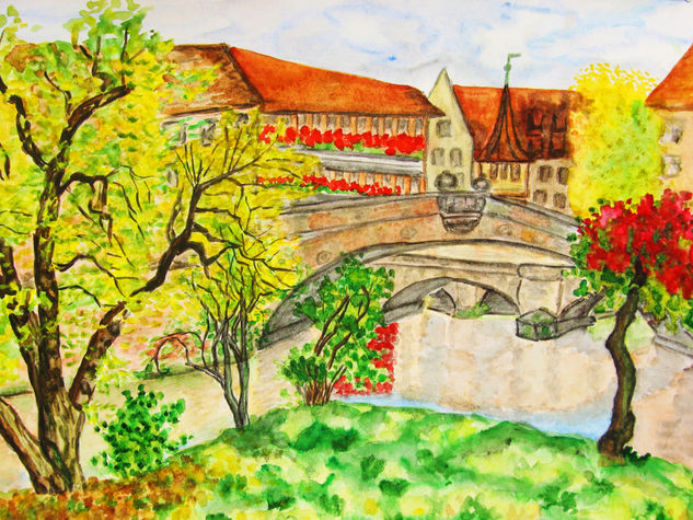 Nuremberg 3 Acuarela Papel Paisaje