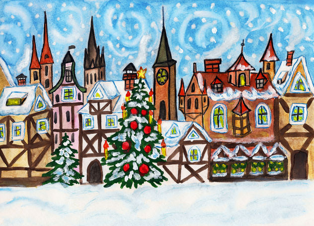 Christmas in old European town