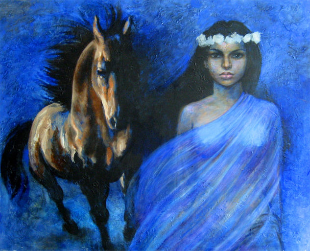 Novias con Caballo No.2 Acrylic Canvas Figure Painting