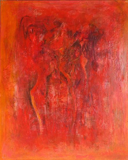 Rojo vivo Acrylic Canvas Figure Painting