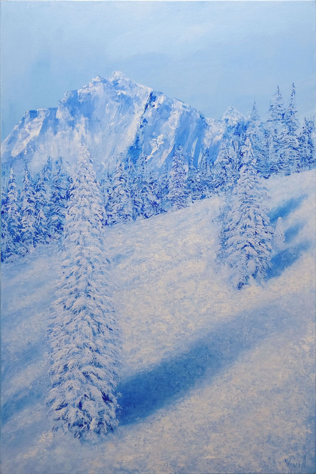 Anastasia Woron:"El Invierno en las Montañas"-Óleo Original Firmado (60x90cm.)2021