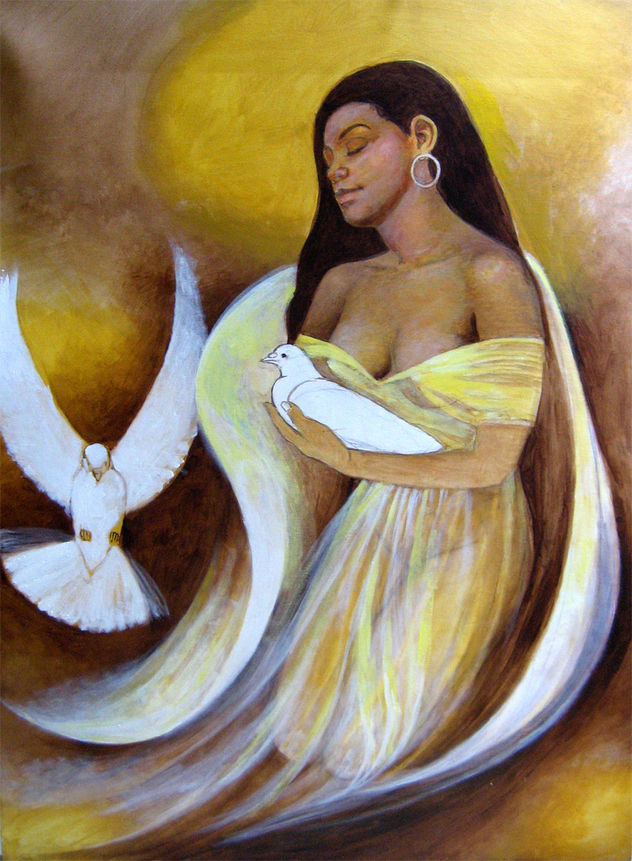 Muchacha con palomas No.2