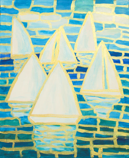 Golden regatta Acrylic Canvas Marine Painting