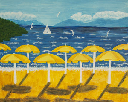 Yellow beach umbrellas
