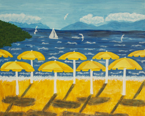 Yellow beach umbrellas