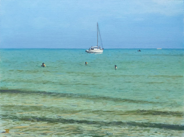 VELEROEN LA PLAYA IV Oil Panel Marine Painting