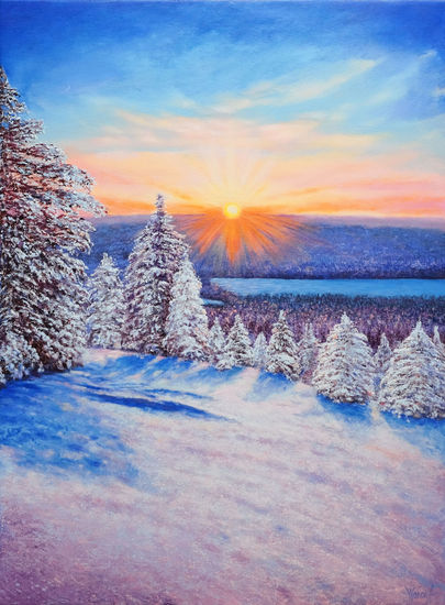 Anastasia Woron:"El sol de invierno"- Óleo Original Firmado (54x73cm.)2021 Óleo Lienzo Paisaje