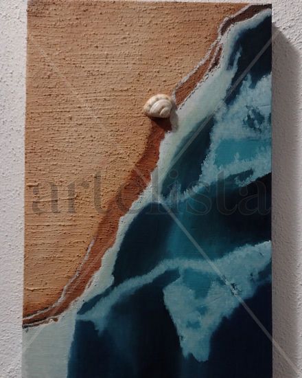 "Marina" Mixed media Panel Marine Painting