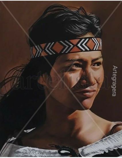 India Sioux Pastel Papel Retrato