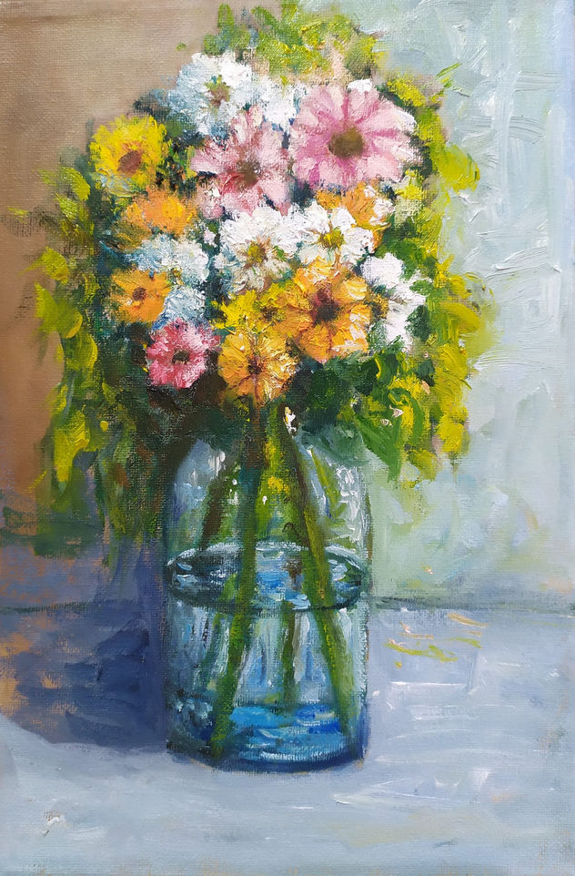 JARRON CRISTAL CON FLORES