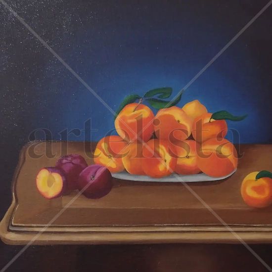 Duraznos y Ciruelas Oil Canvas Still Life Paintings