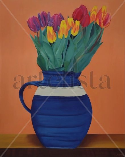 Tulipanes Mixtos Oil Canvas Floral Painting