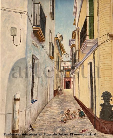 Callejón de la antigua Sevilla Oil Canvas Landscaping