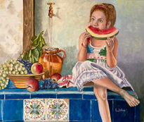 Niña comiendo sandia