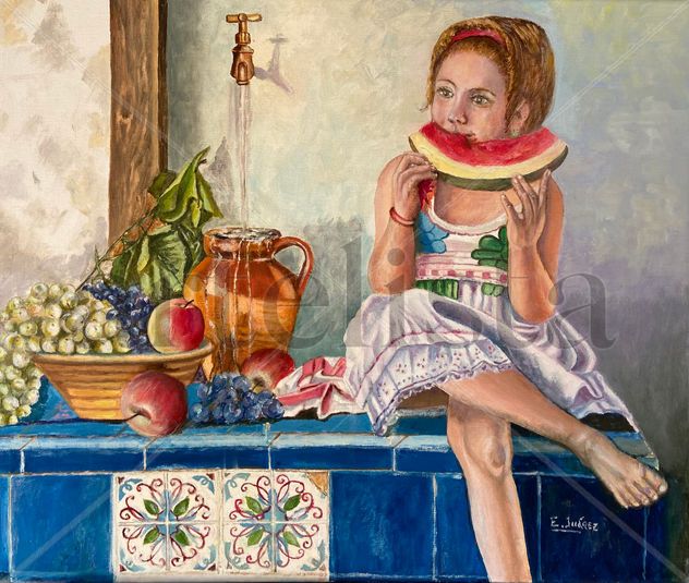 Niña comiendo sandia
