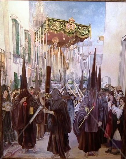 Semana Santa en Sevilla Óleo Lienzo Paisaje