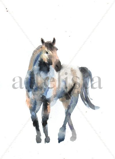 Ghost Horse Acuarela Papel Animales