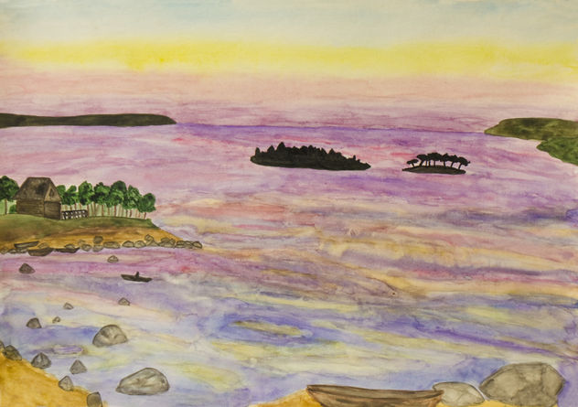 Pink sunset on sea 2