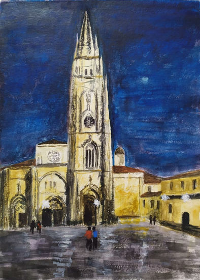 Catedral de Oviedo Acuarela Papel Paisaje