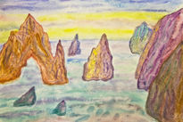 Colourful rocks in sea