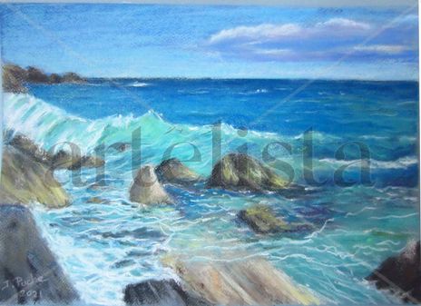 Costa rocosa con olas
