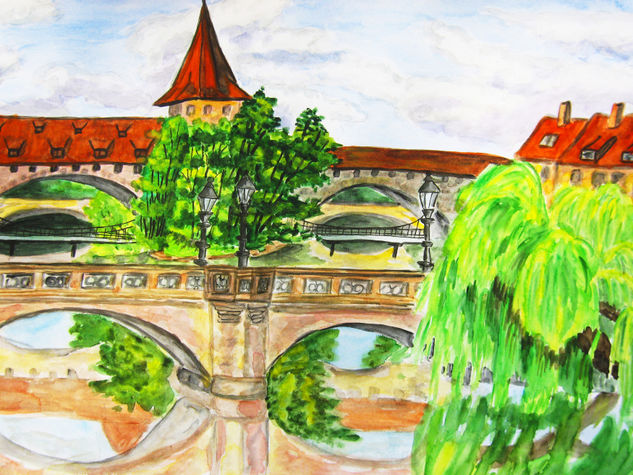 Nuremberg 8 Acuarela Papel Paisaje