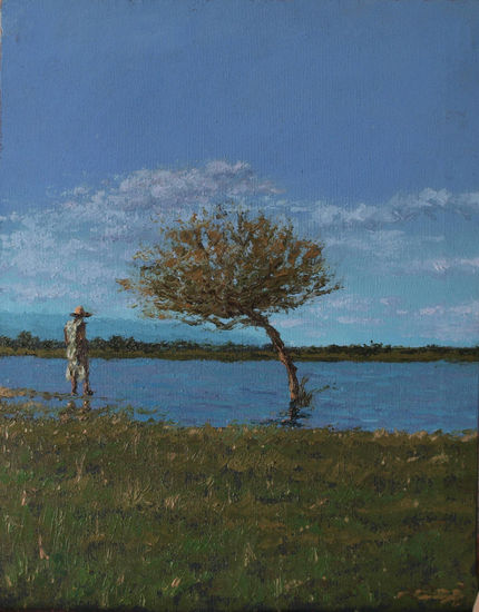 Blanca en el lago Oil Canvas Landscaping