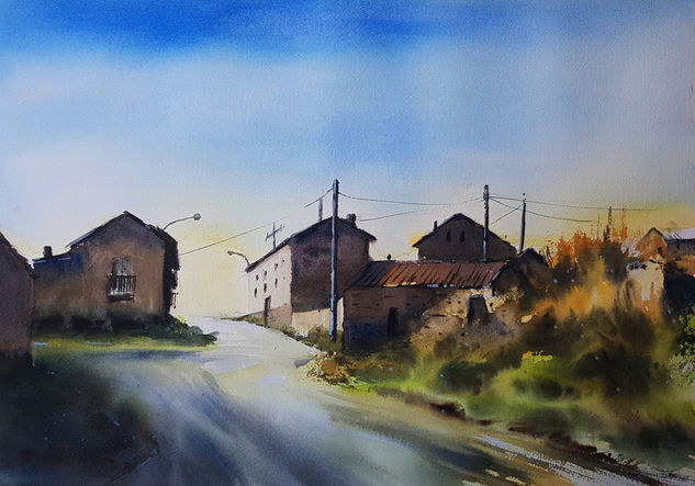 contraluz en quintanilla de los oteros Watercolour Paper Landscaping