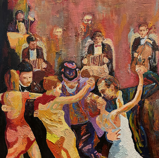 Tango de fantasmas y angelitos Oil Canvas Figure Painting