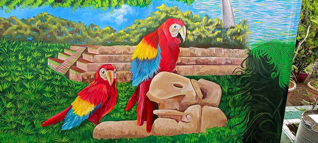 Guacamaya, Ave nacional de Honduras. pinturas hondureñas Acrílico Lienzo Animales